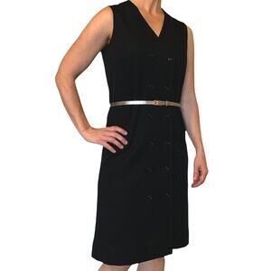 Vintage Sleeveless Dress Size 6 Navy Double Breasted Jumper Petites by Butte